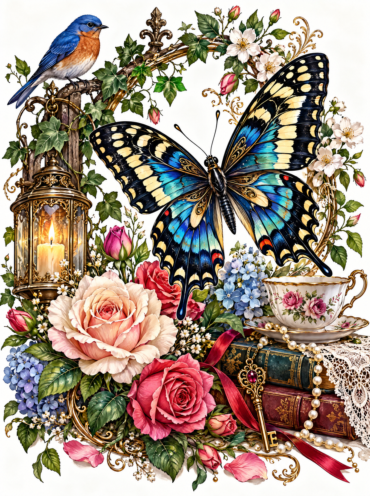 Blue Swallowtail And Teacup