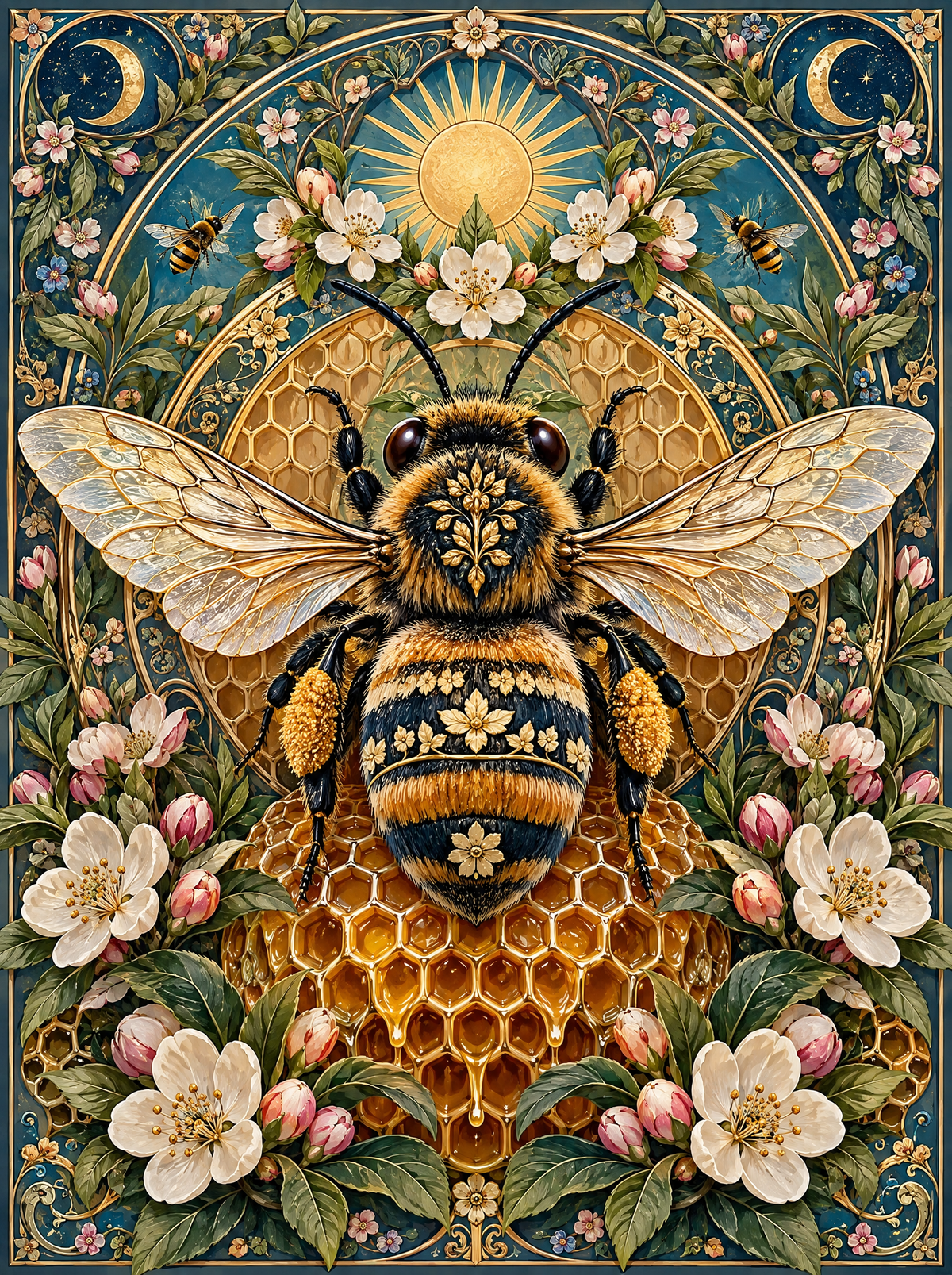 Bumblebee And Honeycomb Sun