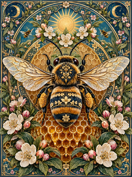 Bumblebee And Honeycomb Sun