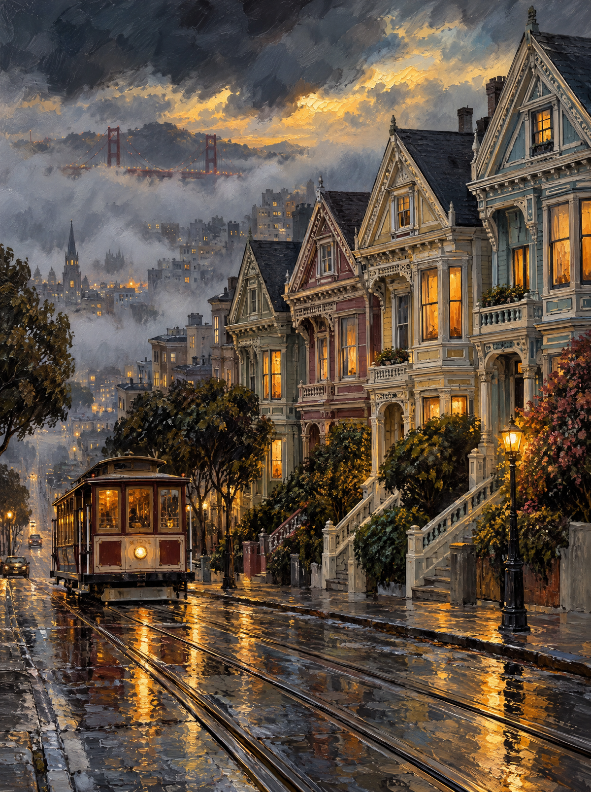Cable Car Rainy Hill