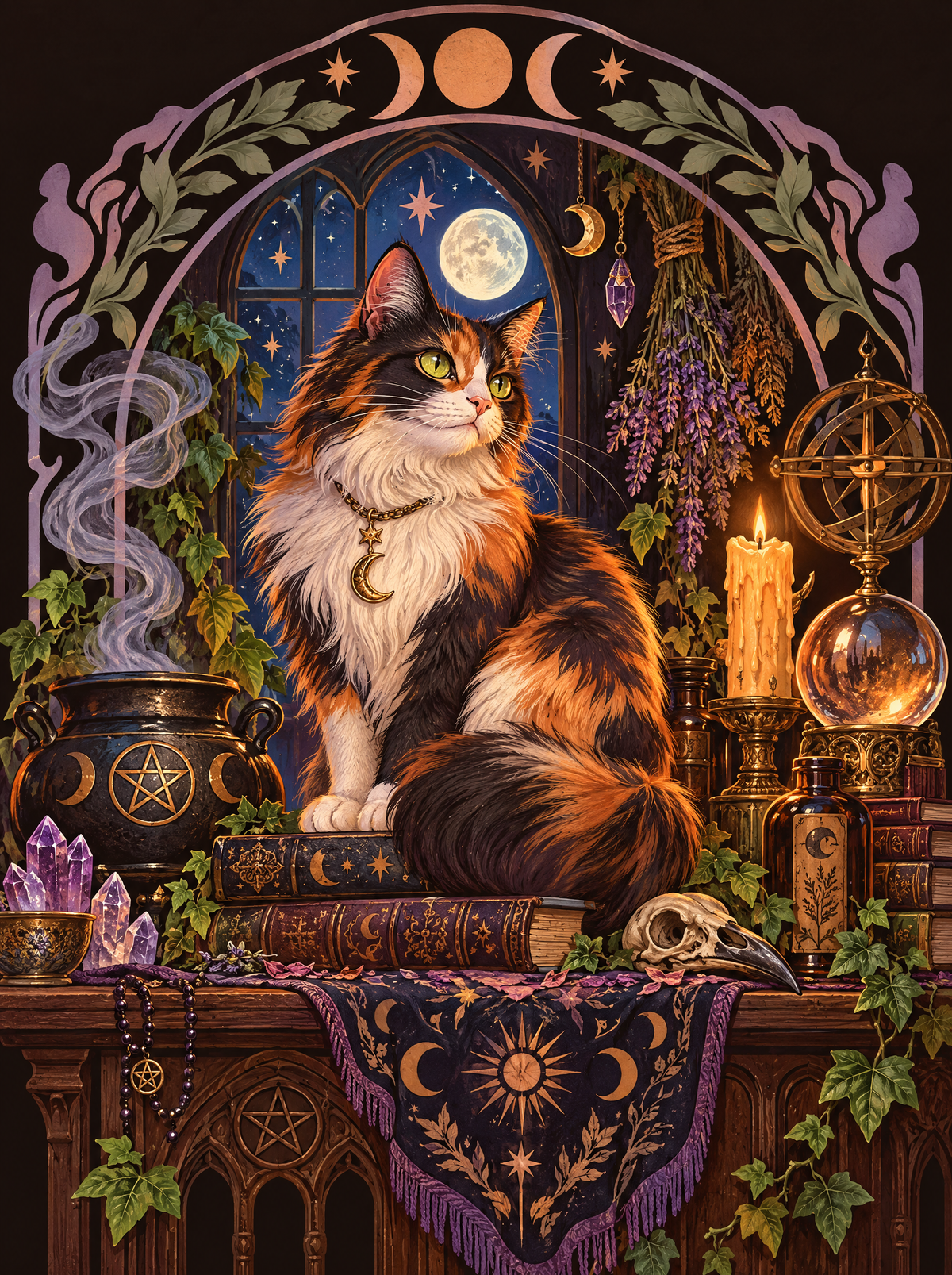 Calico Cat And Crystal Ball