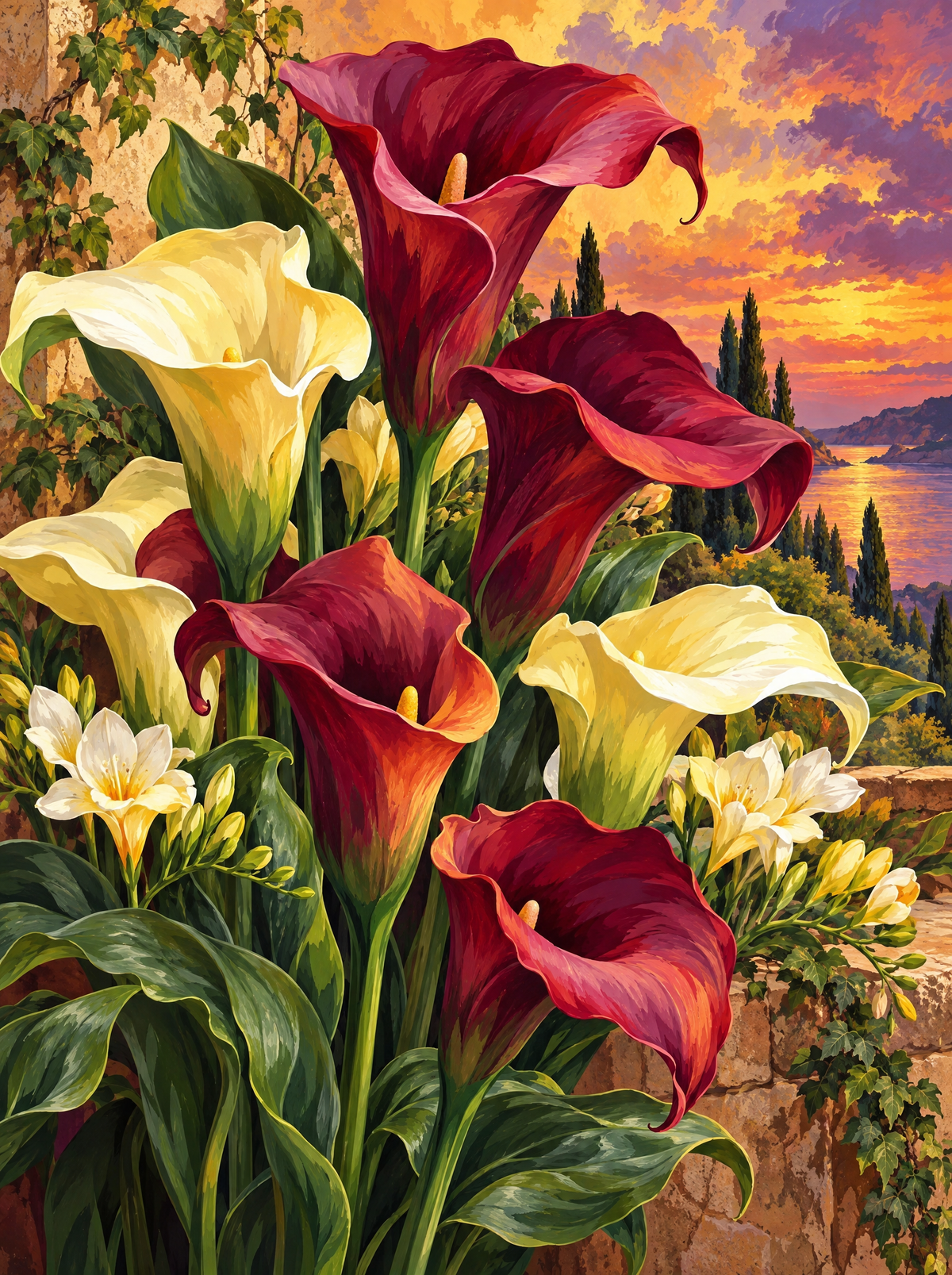 Calla Lilies At Sunset Coast