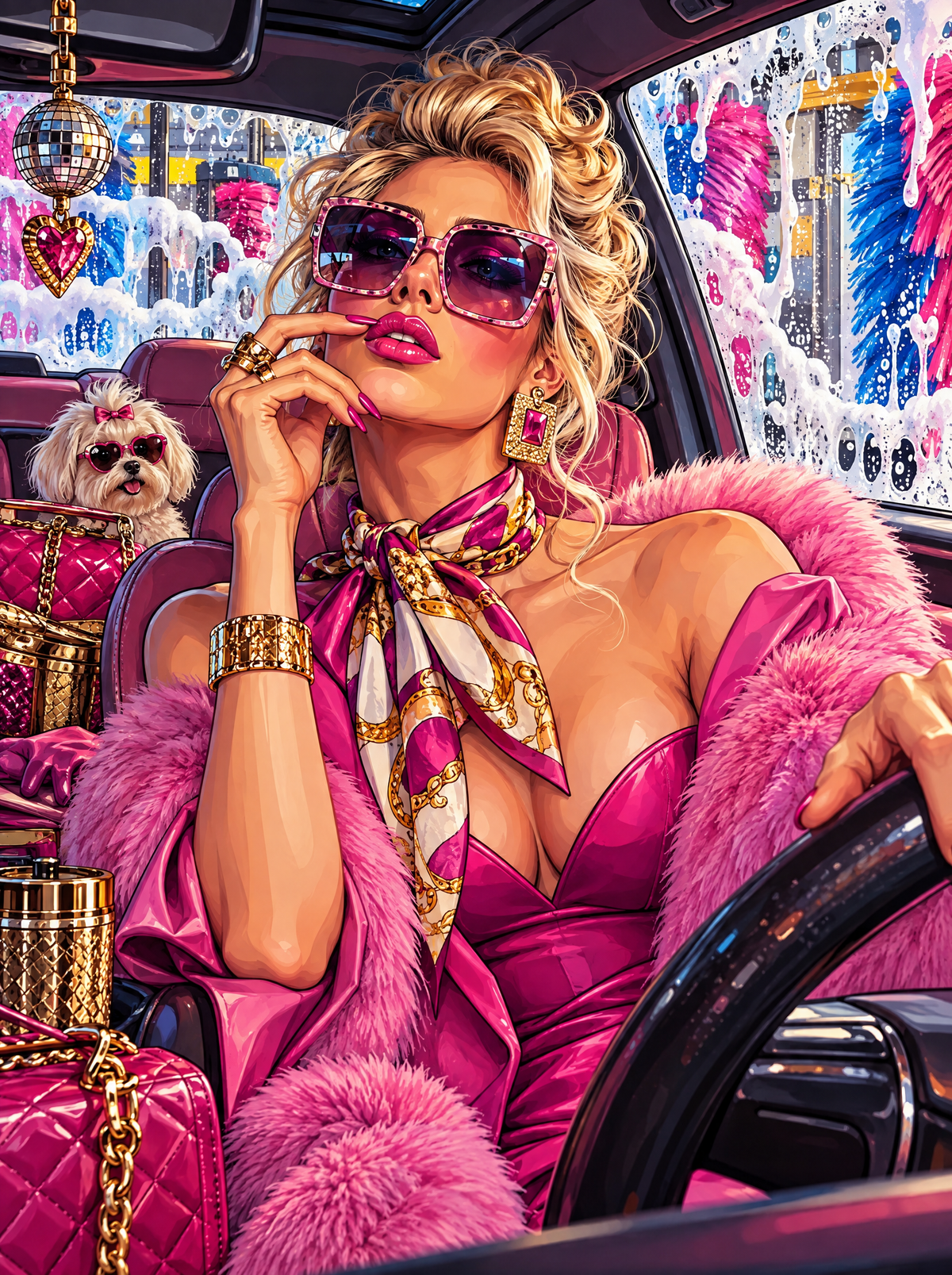 Car Wash In Pink Fur