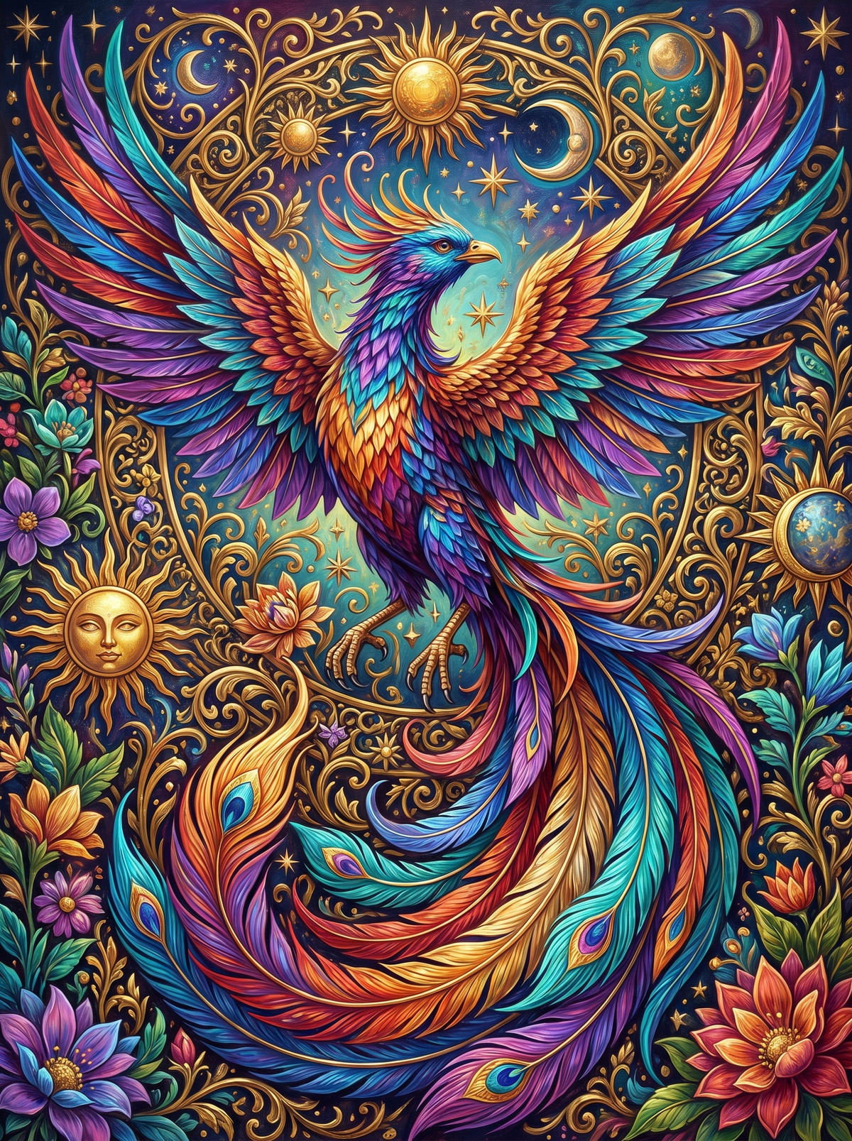 Celestial Phoenix And Golden Sun