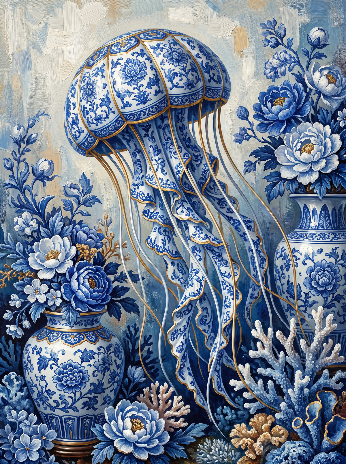 Chinoiserie Jellyfish And Ginger Jars