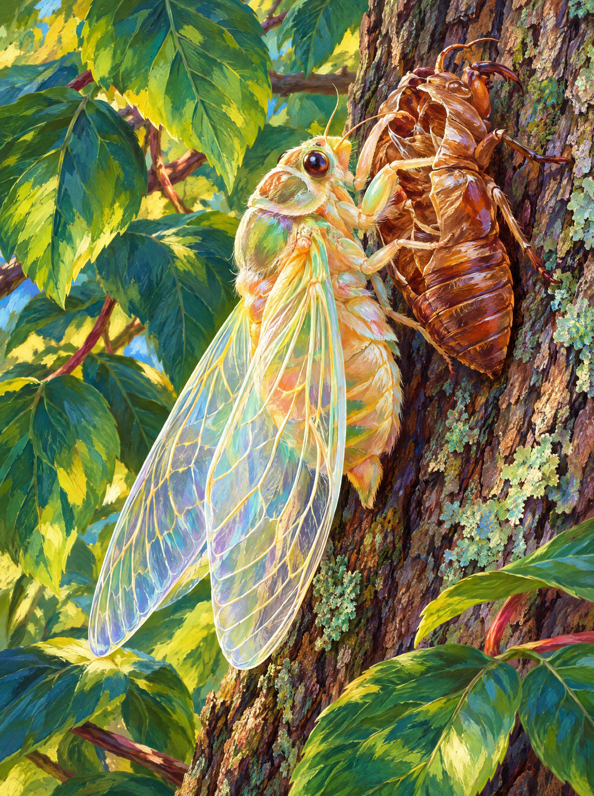 Cicada Leaving Its Shell