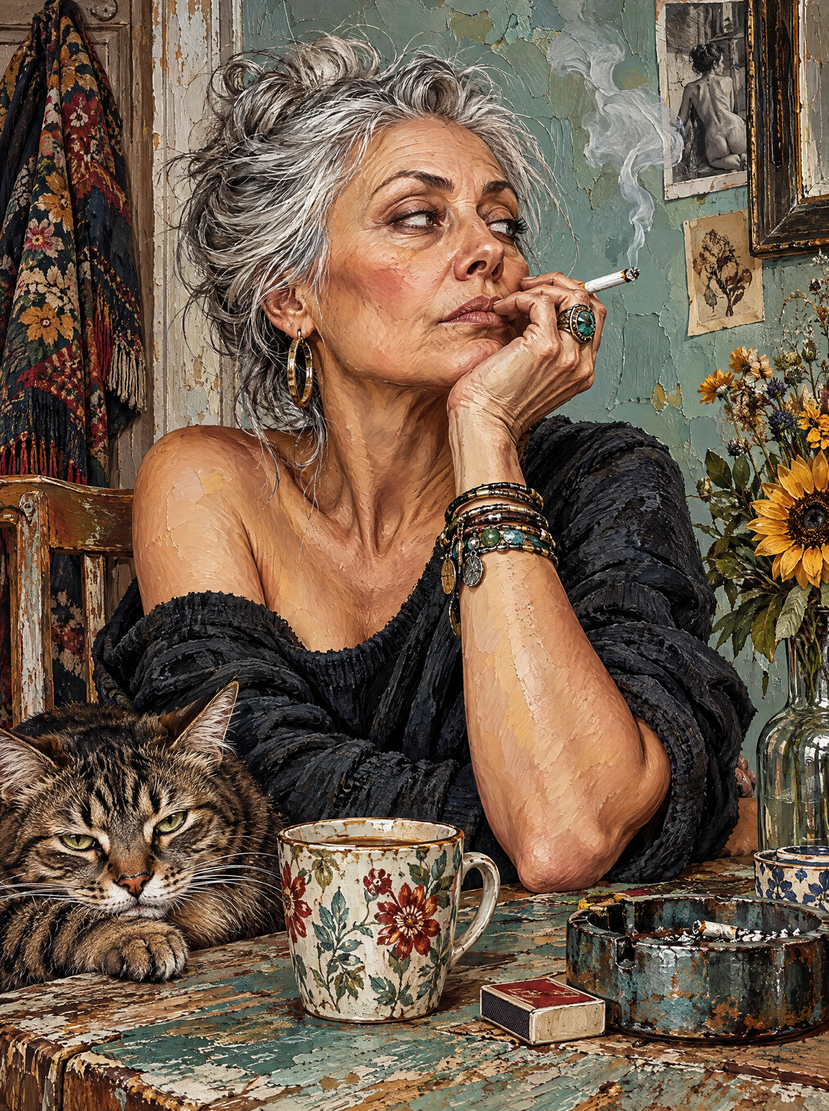 Cigarette Coffee And Cat