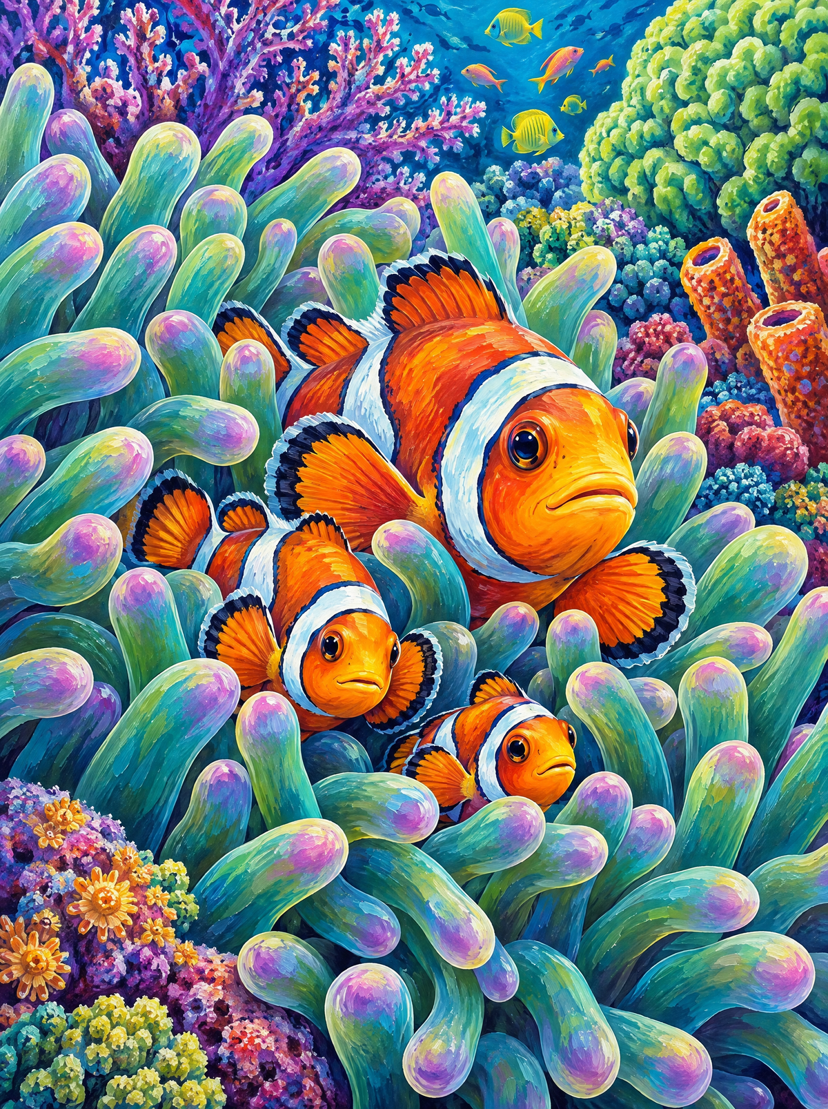 Clownfish Family In The Anemone