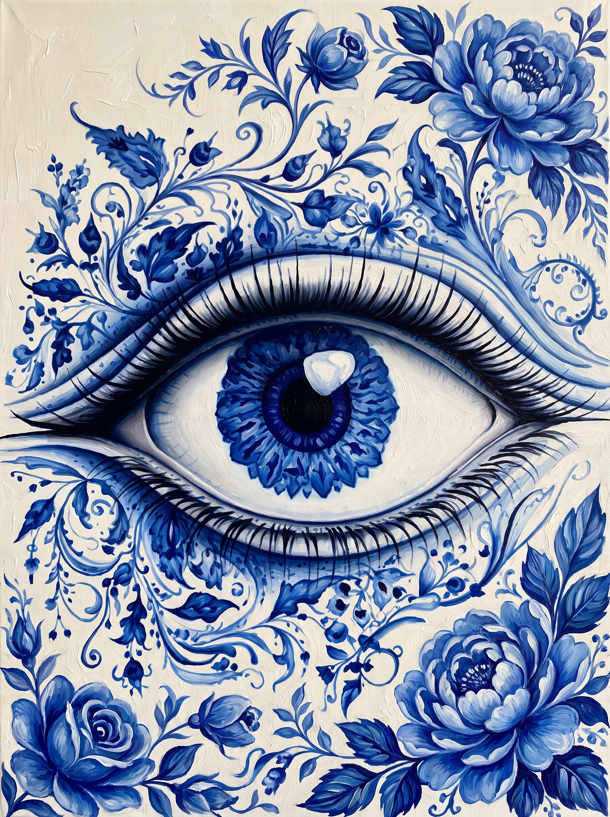 Cobalt Eye Among Roses