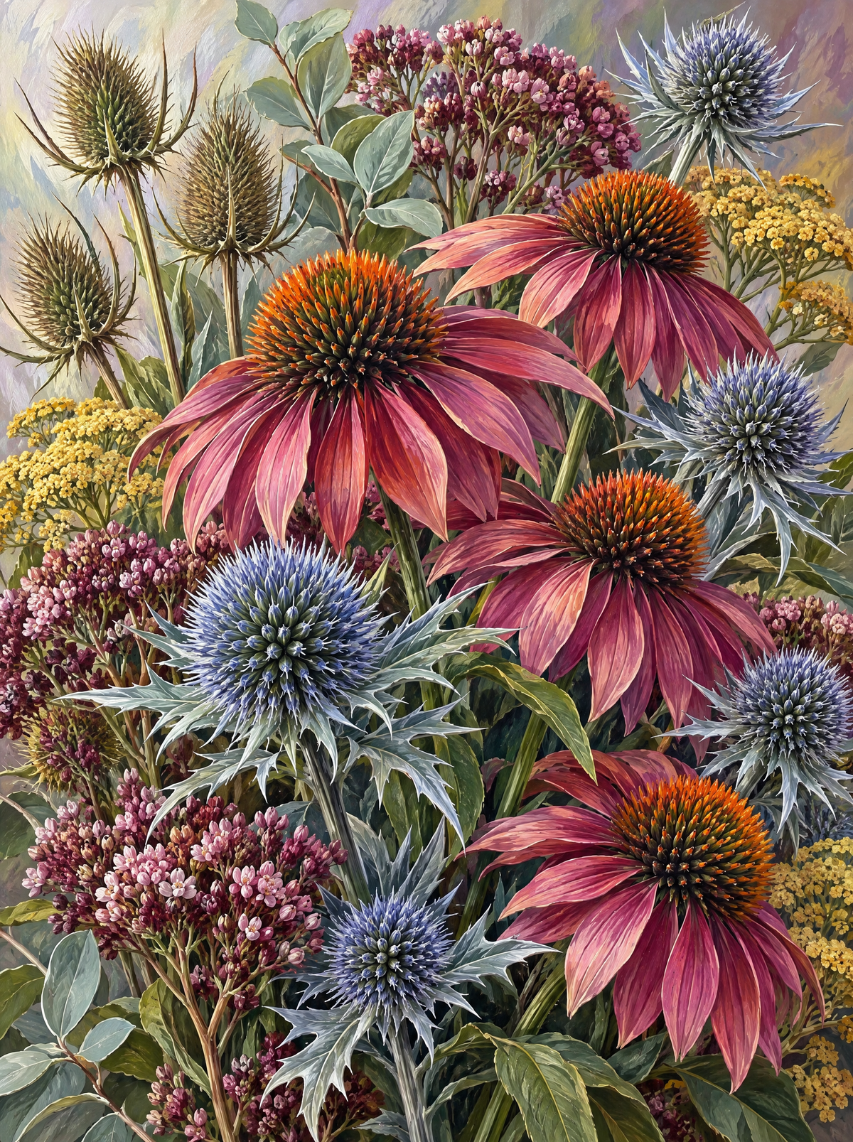 Coneflowers And Sea Holly