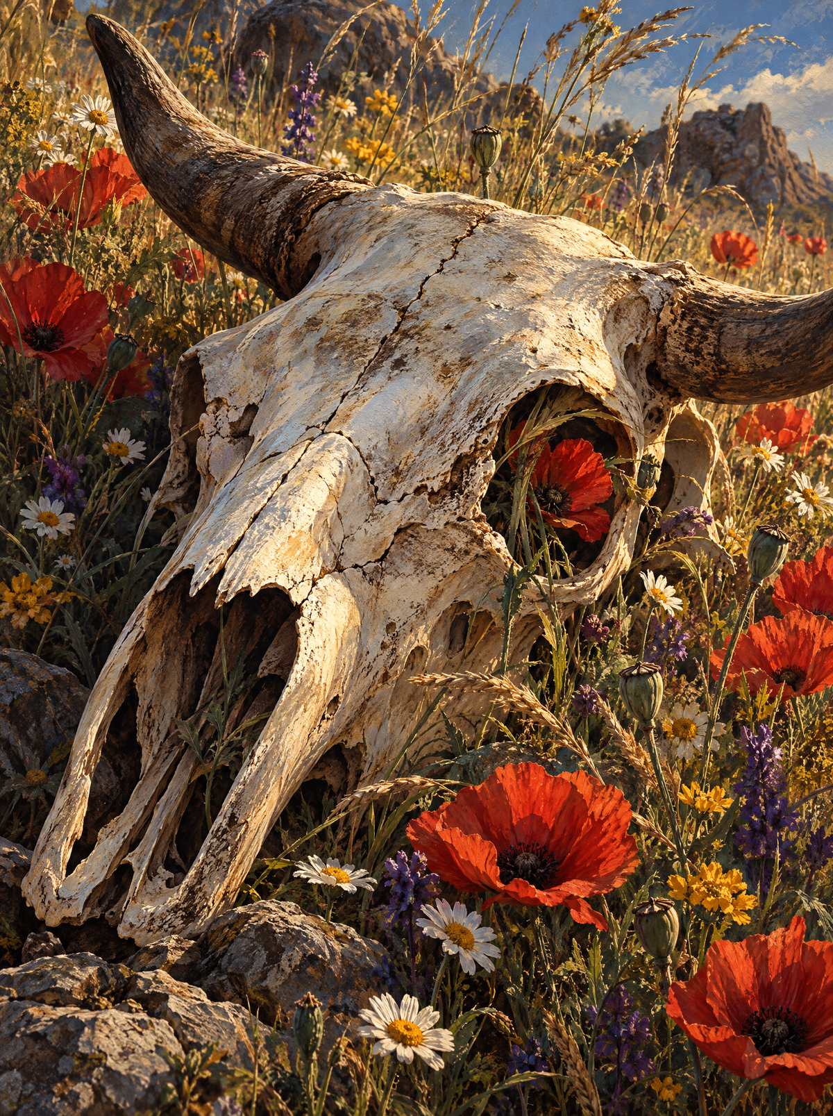 Cow Skull In The Poppies