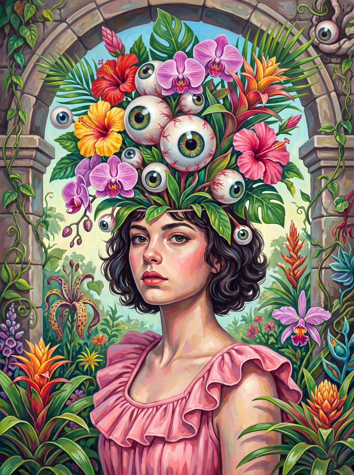 Crown Of Eyes And Orchids