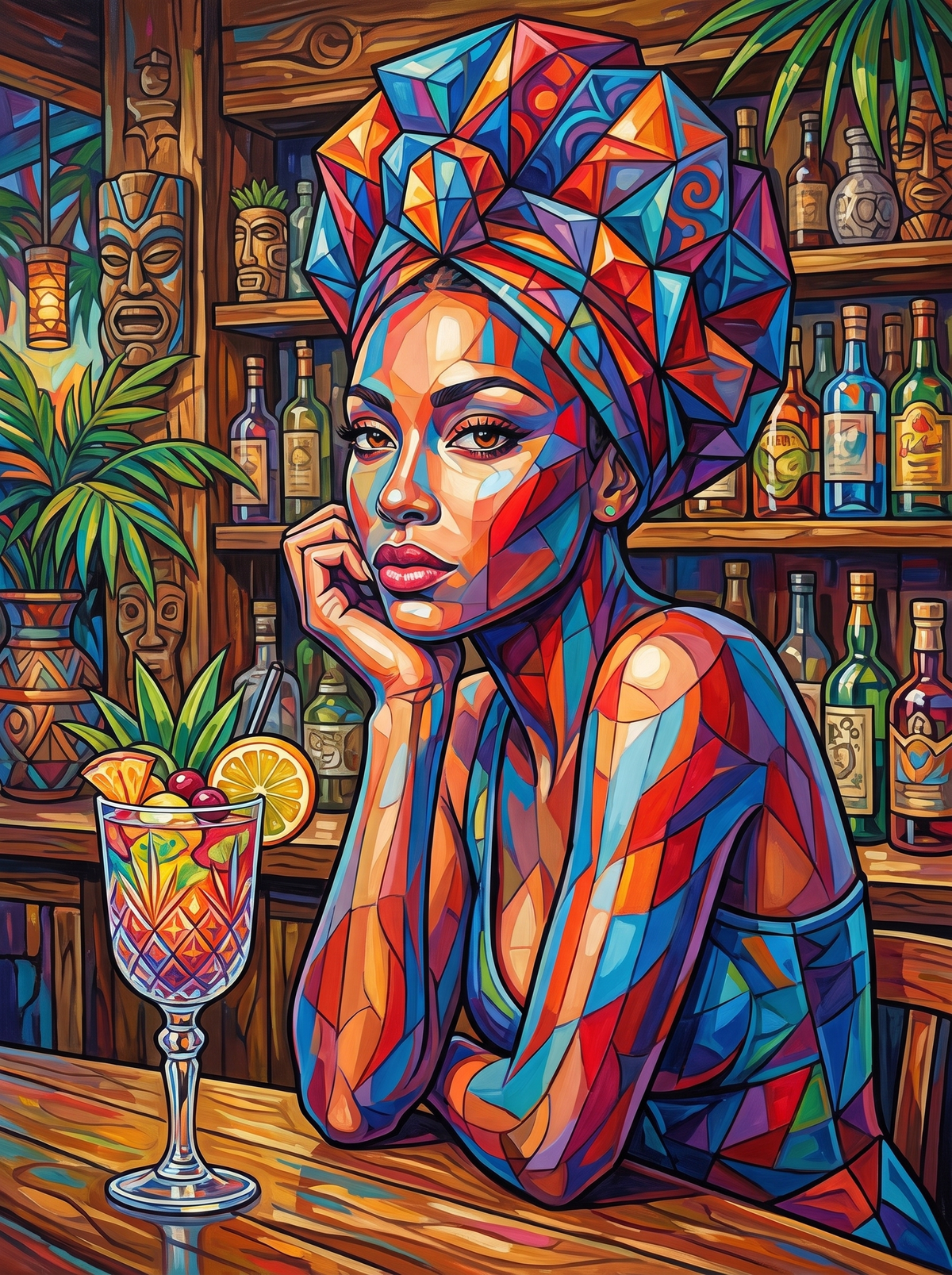 Cubist Woman In A Headwrap