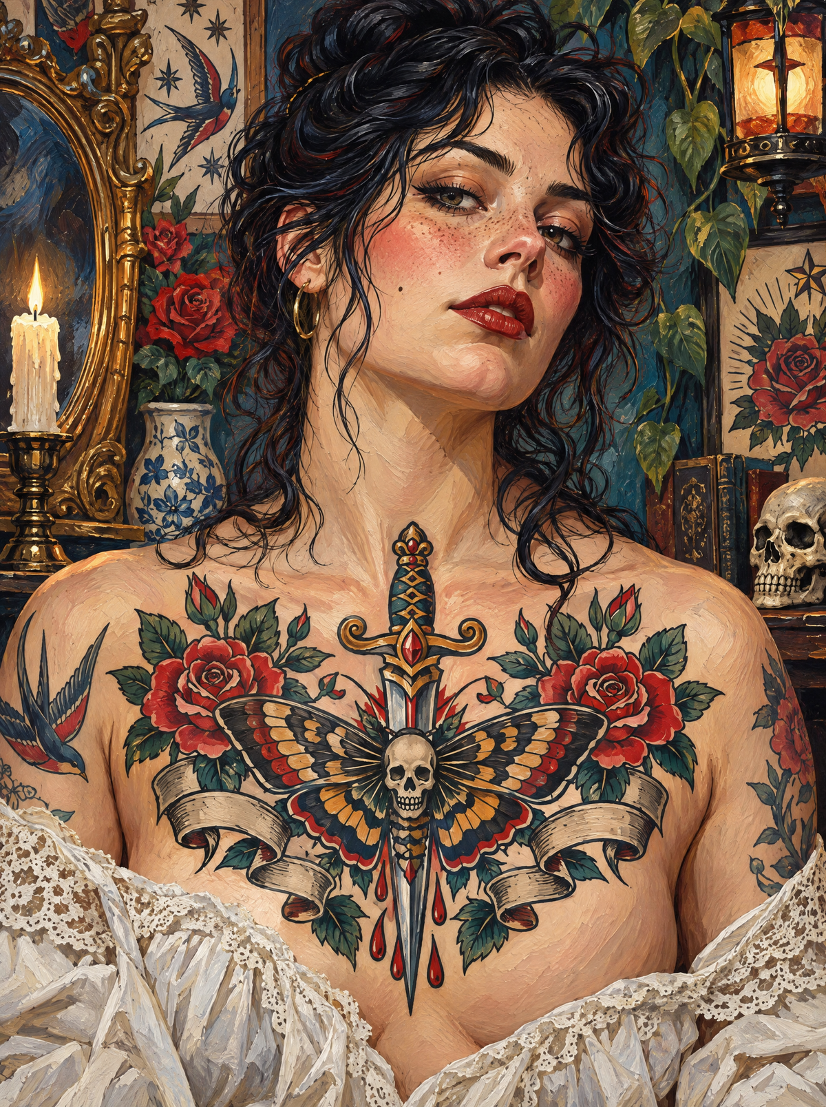 Dagger And Moth Chest Piece