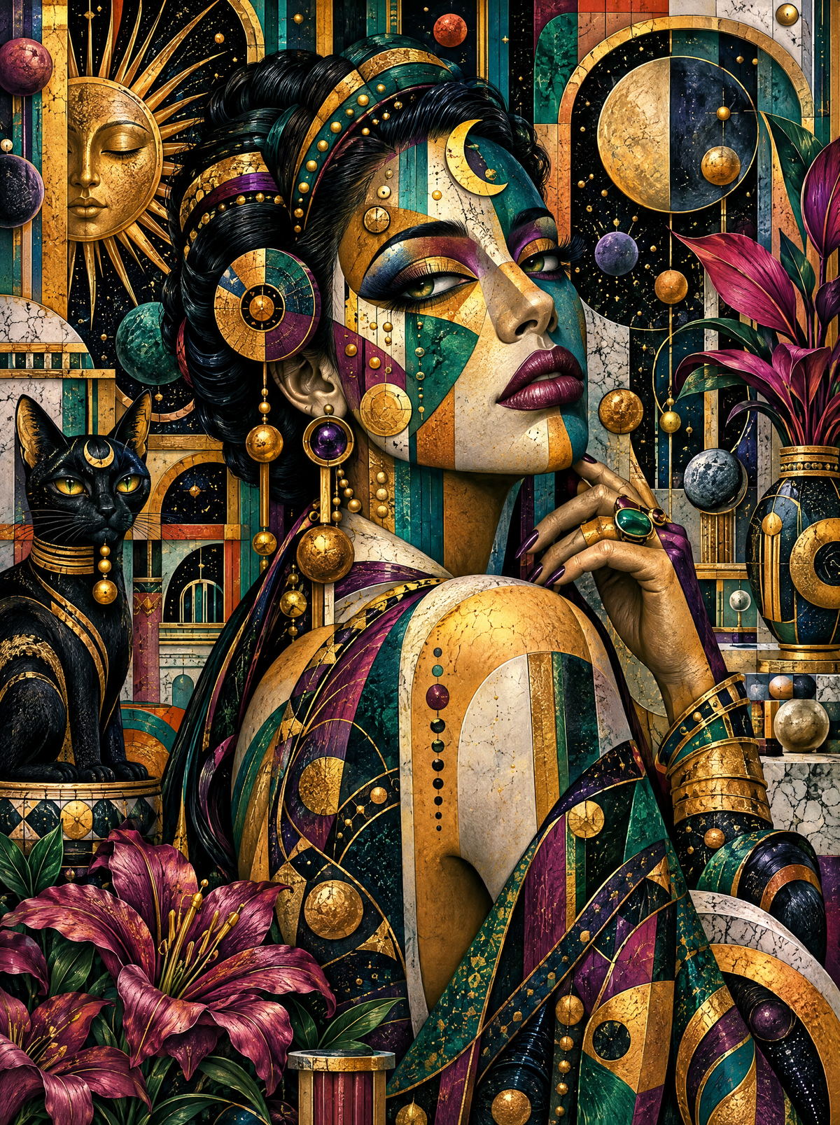 Deco Moon Priestess And Bastet