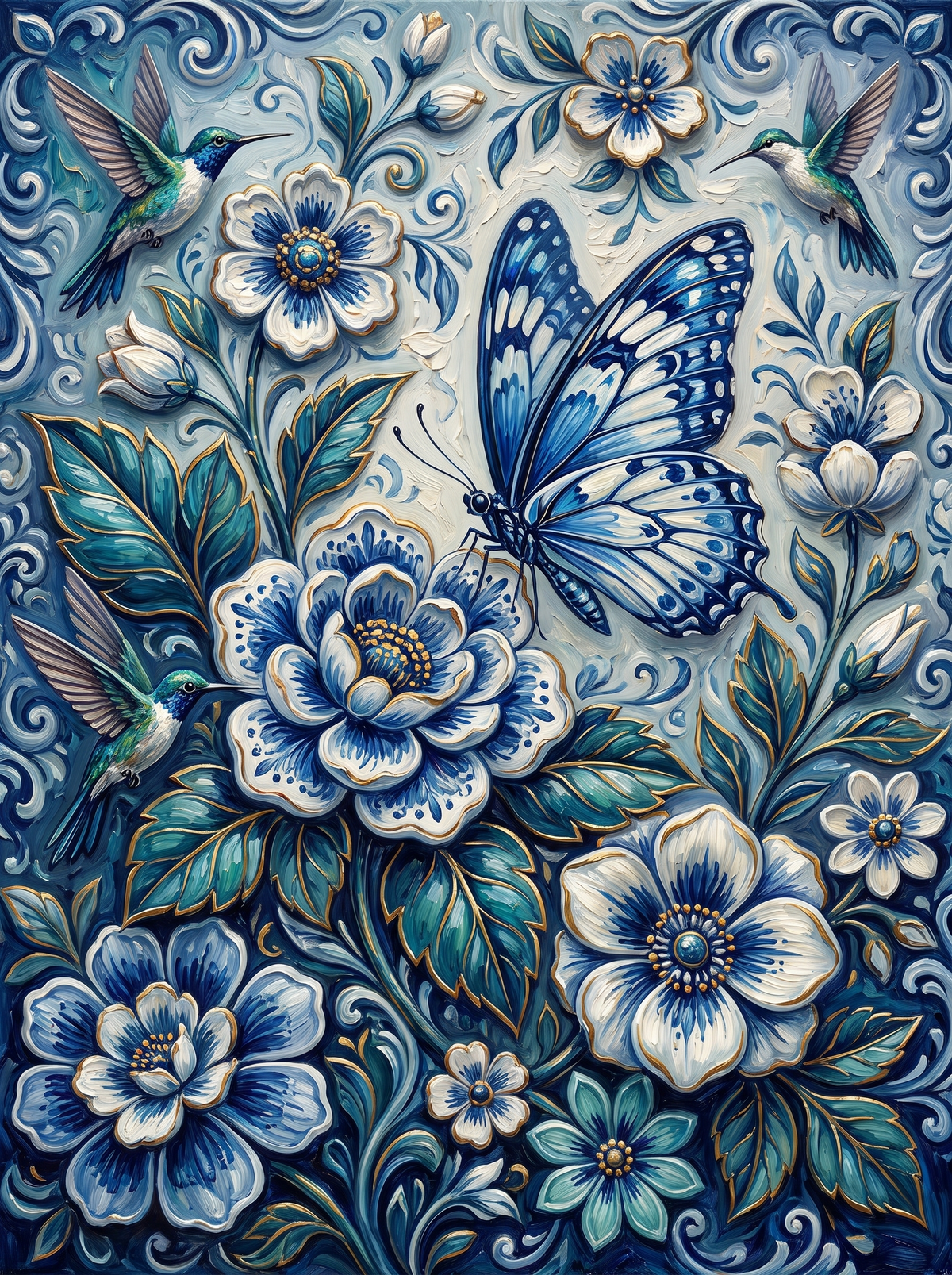 Delft Blossoms And Hummingbirds