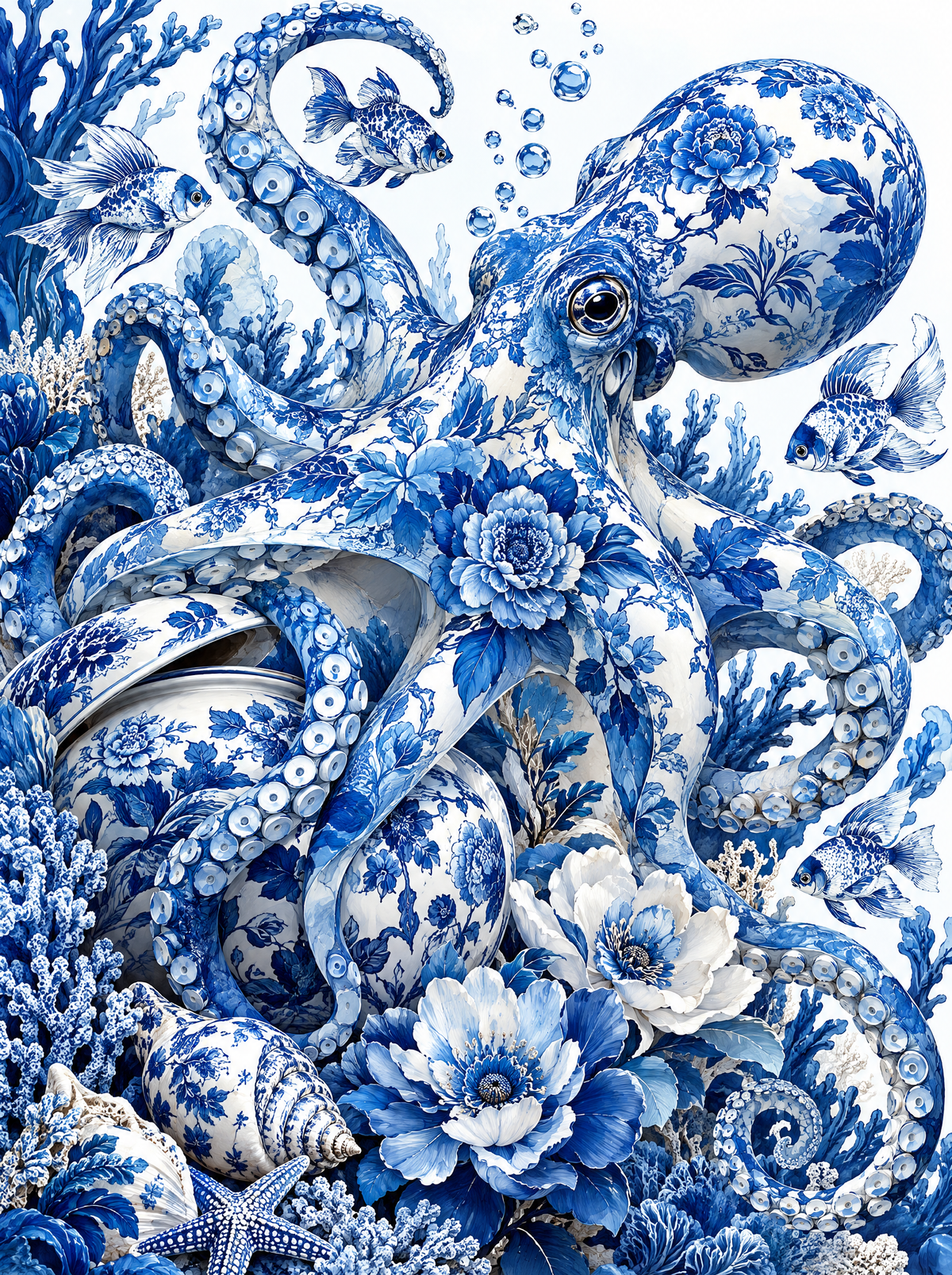 Delft Octopus And Goldfish