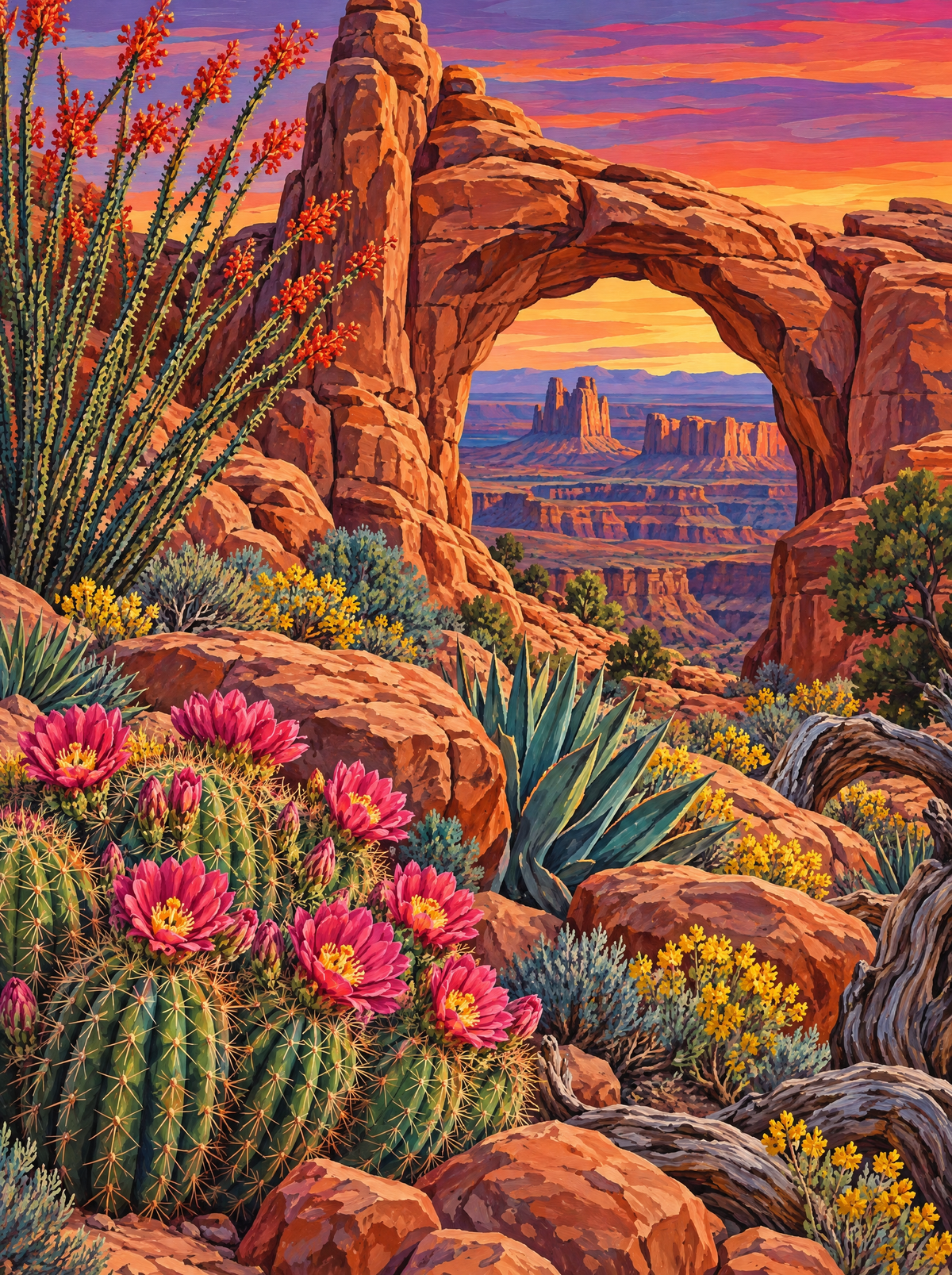 Desert Arch At Sunset