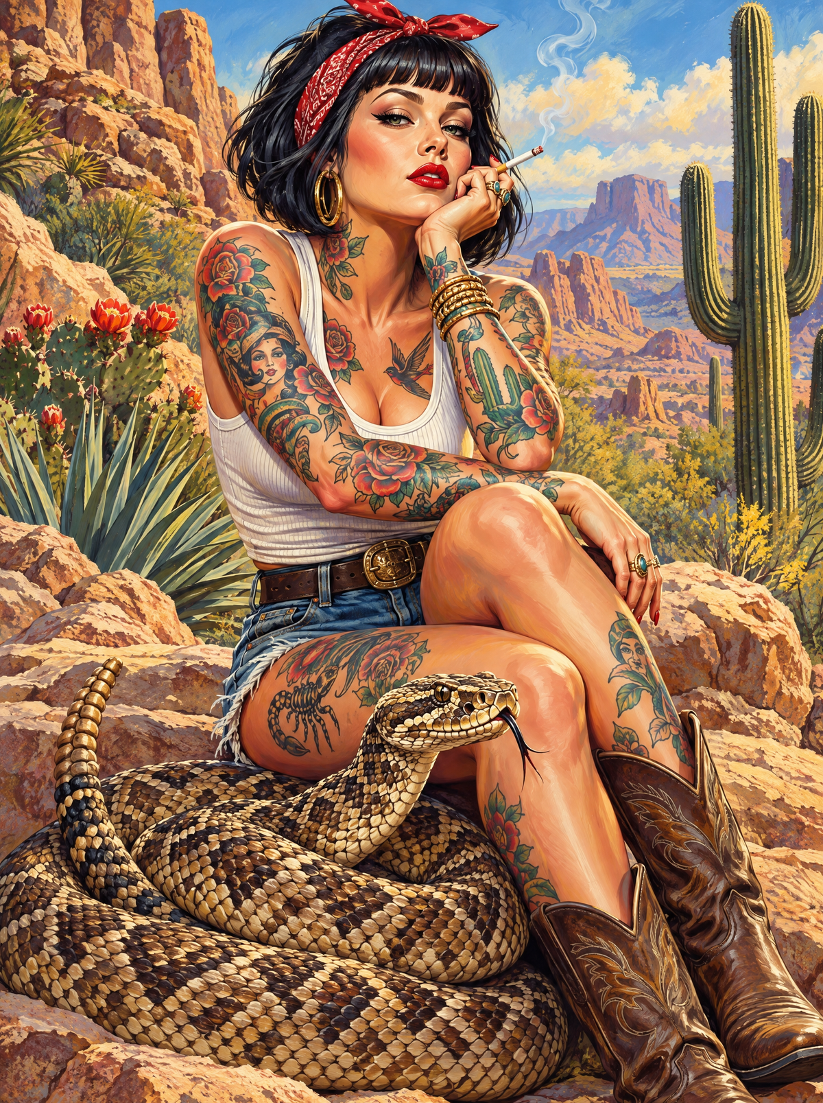 Desert Pinup and Rattlesnake