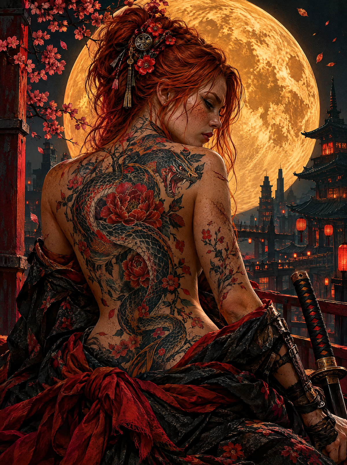Dragon Irezumi Under Blood Moon