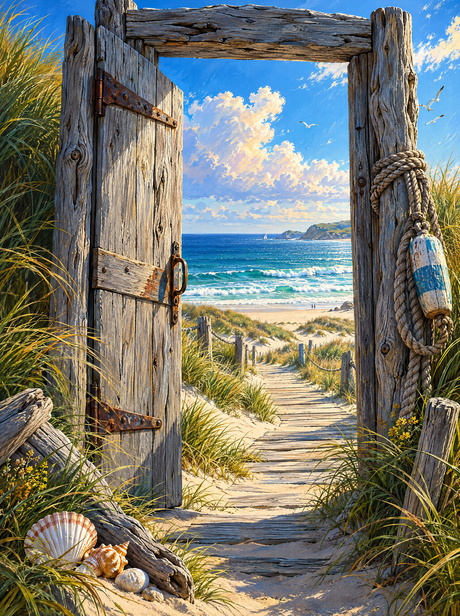 Driftwood Door To The Dunes (150 Color Diamond Painting)