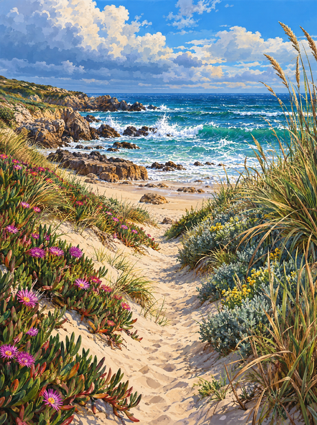 Dune Path To The Sea (150 Color Diamond Painting)