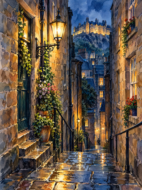 Edinburgh Close At Night