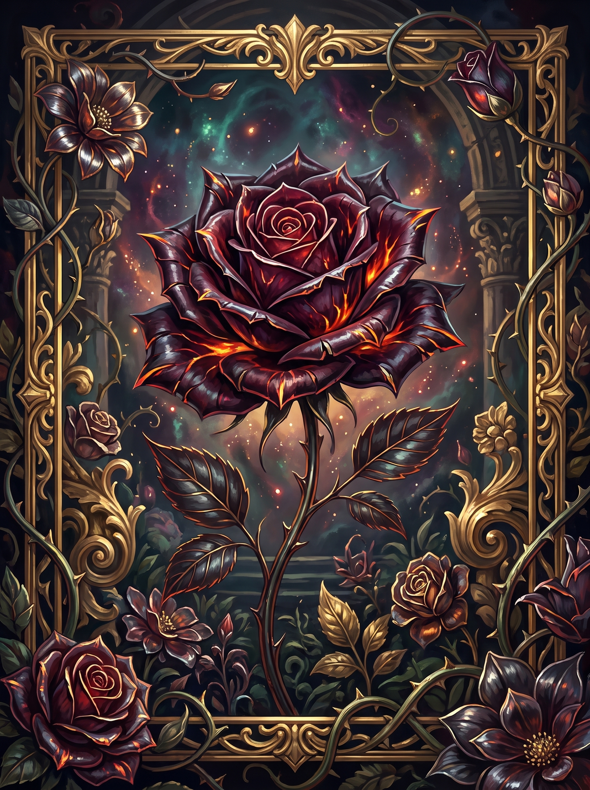 Ember Rose In Gold Frame