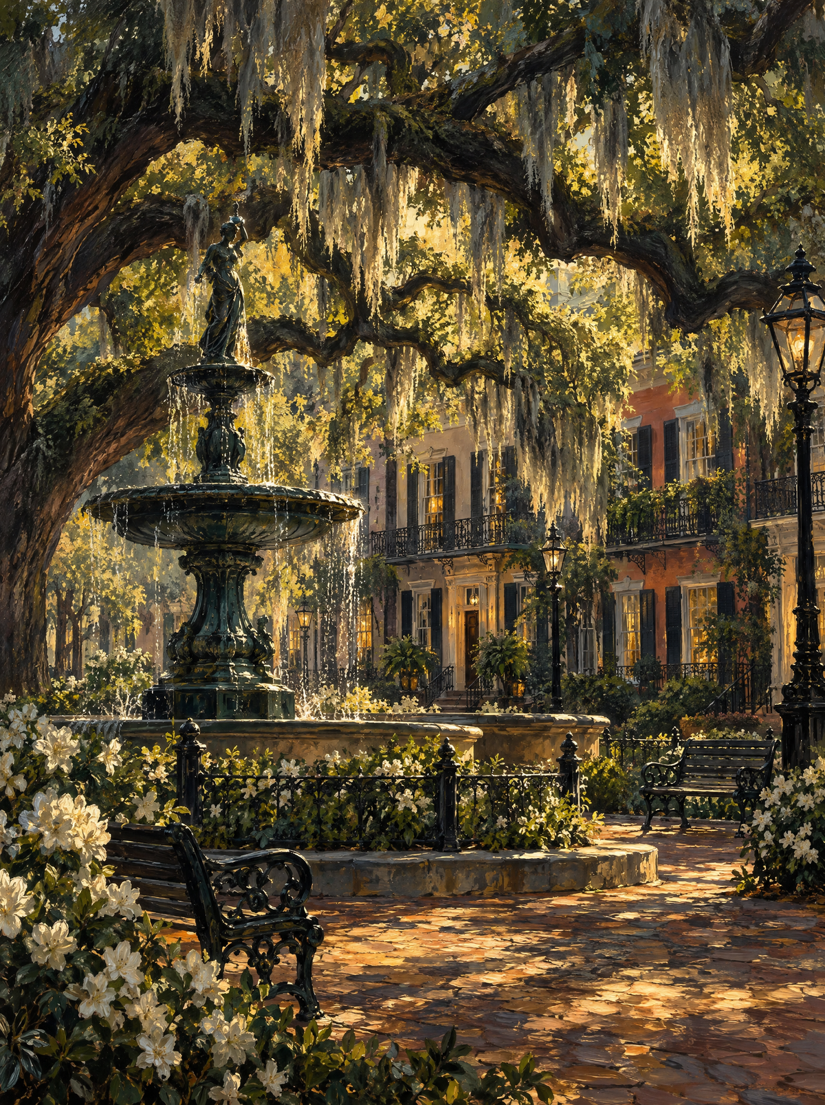 Fountain Under Spanish Moss