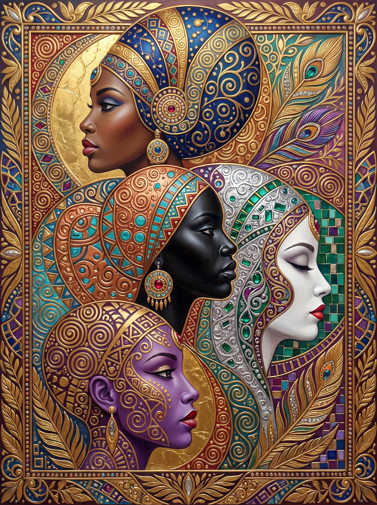 Four Profiles In Jewelled Turbans