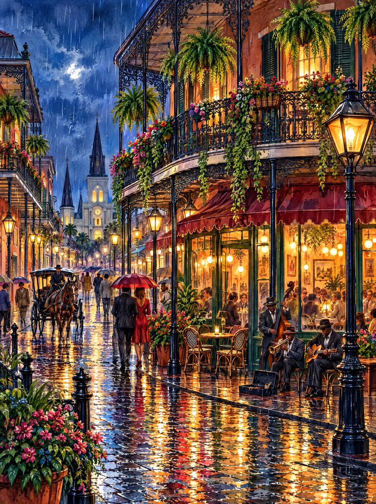 French Quarter Jazz And Rain