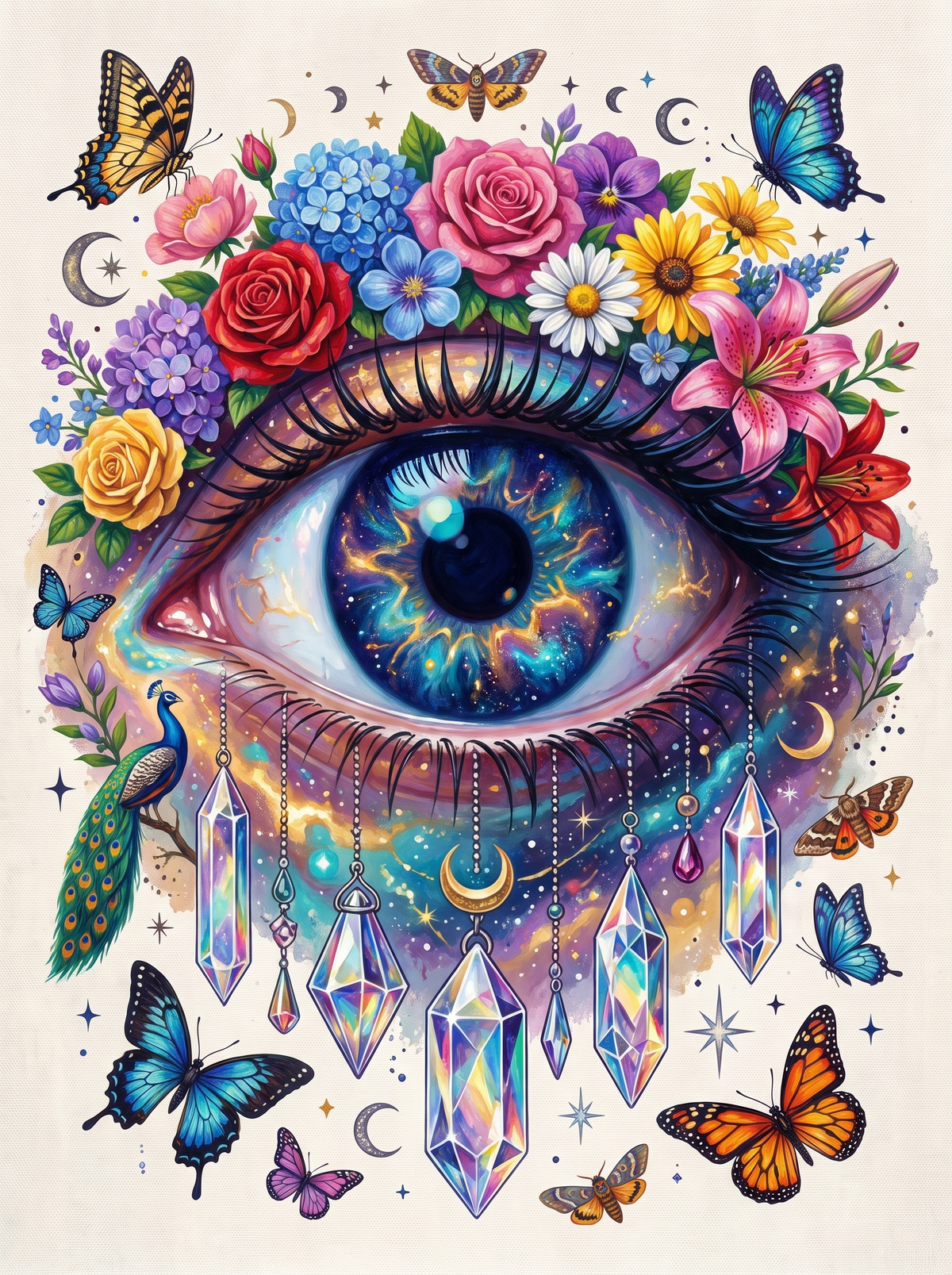 Galaxy Eye And Crystals