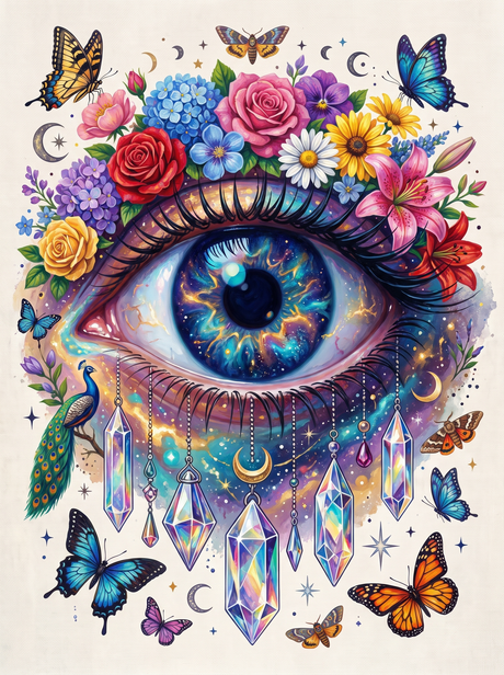 Galaxy Eye And Crystals (150 Color Diamond Painting)