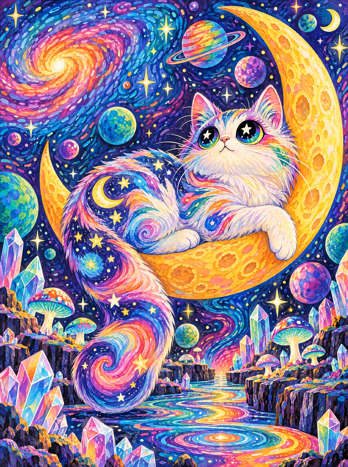 Galaxy Kitten And Rainbow River