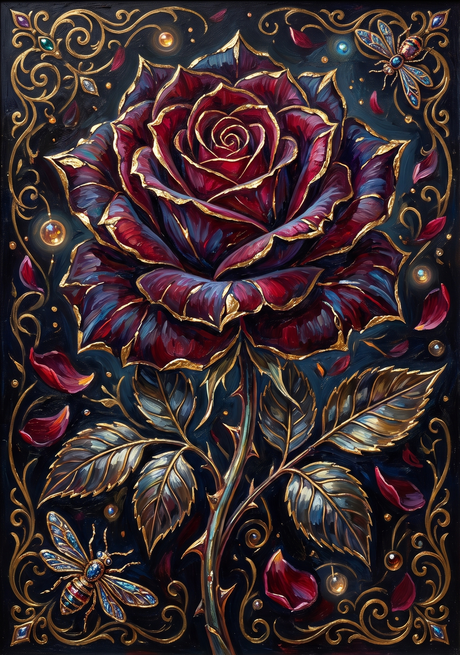 Gilded Crimson Rose