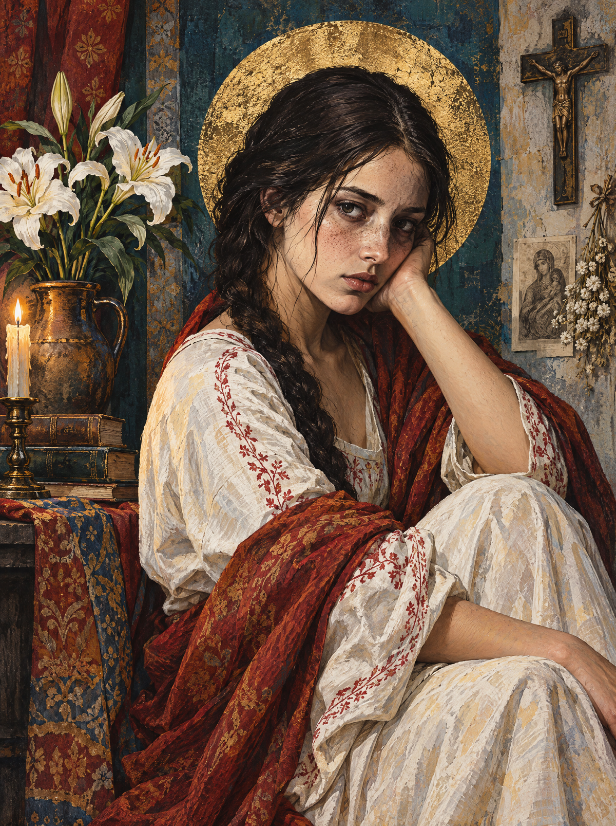 Gilded Halo And Lilies