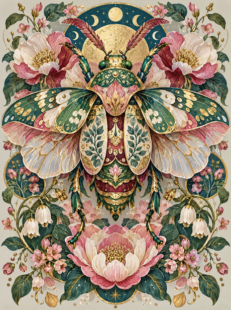 Gilded Moon Moth (150 Color Diamond Painting)