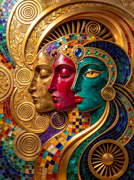 Gilded Mosaic Muses (150 Color Diamond Painting)