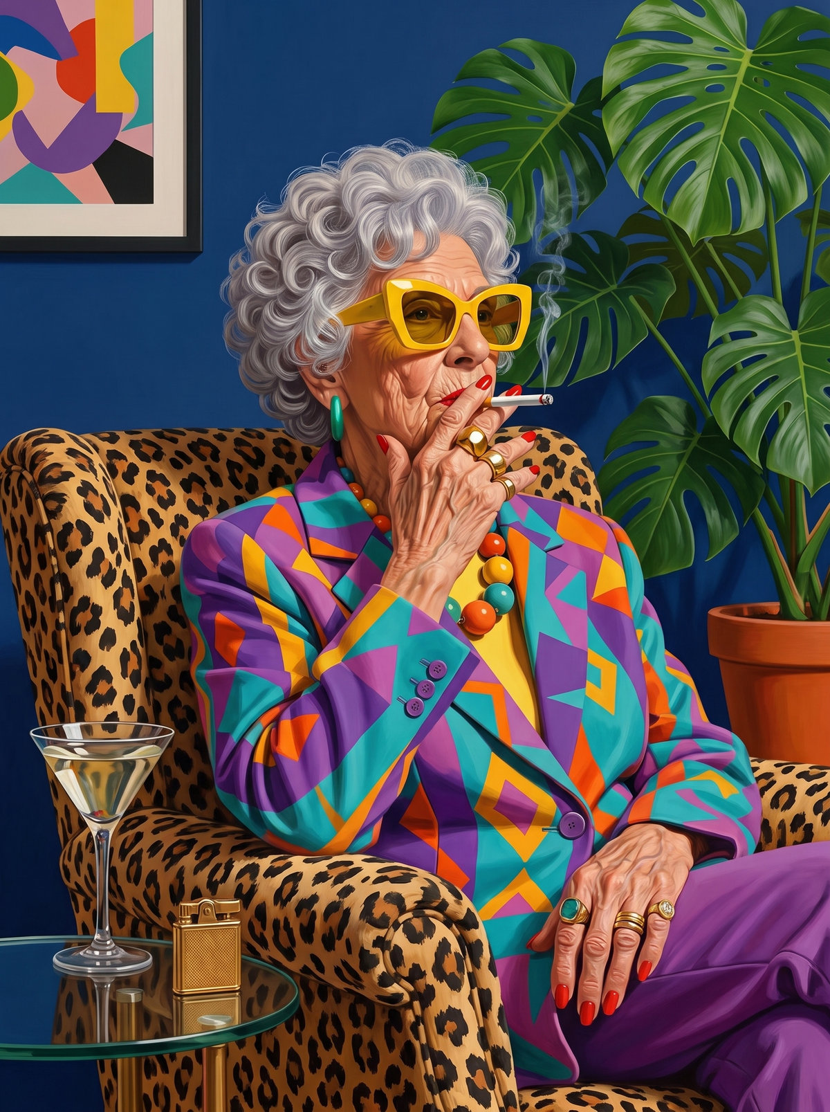 Glamorous Granny In Leopard Chair