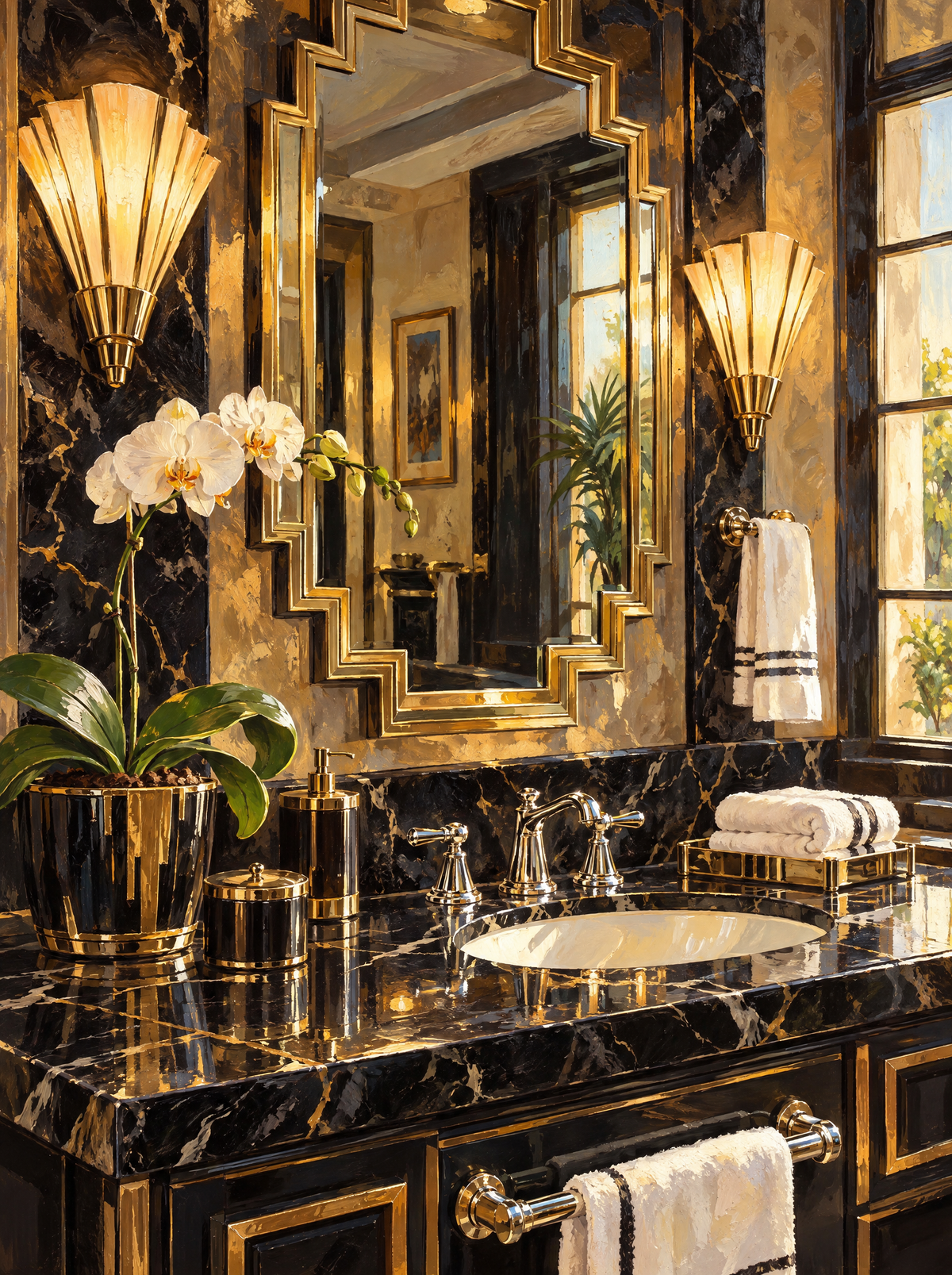 Gold Deco Marble Bathroom