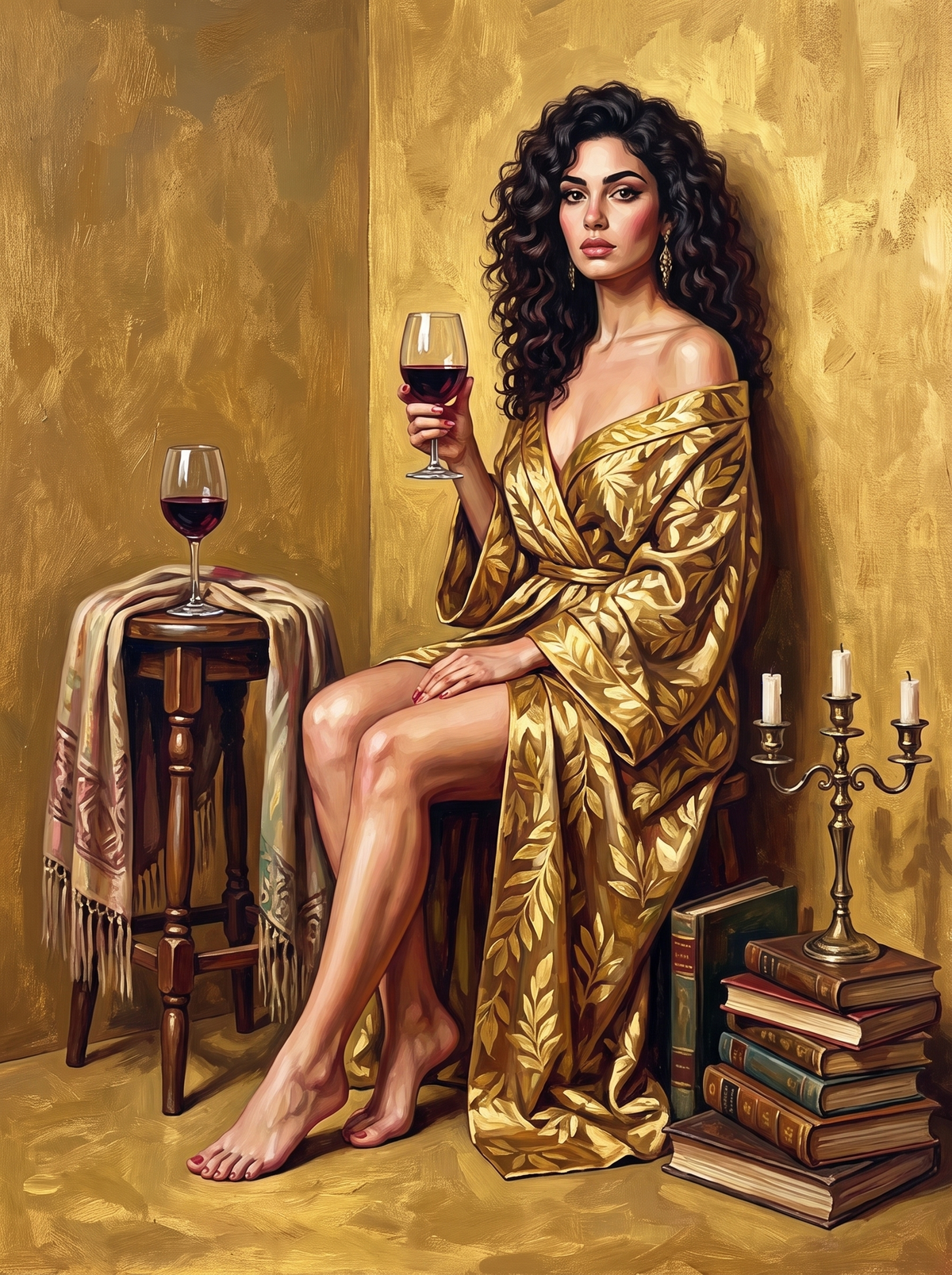 Gold Robe And Wine