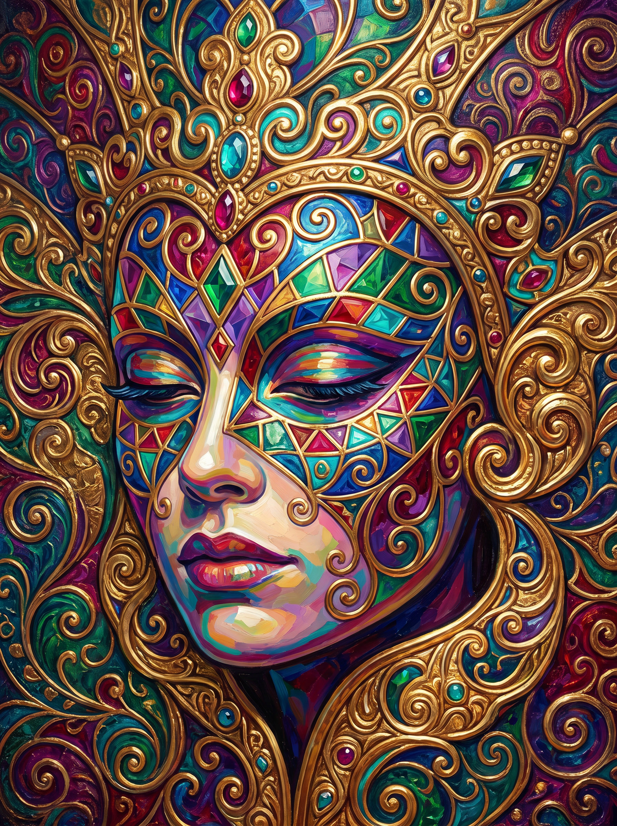 Golden Filigree Masked Face