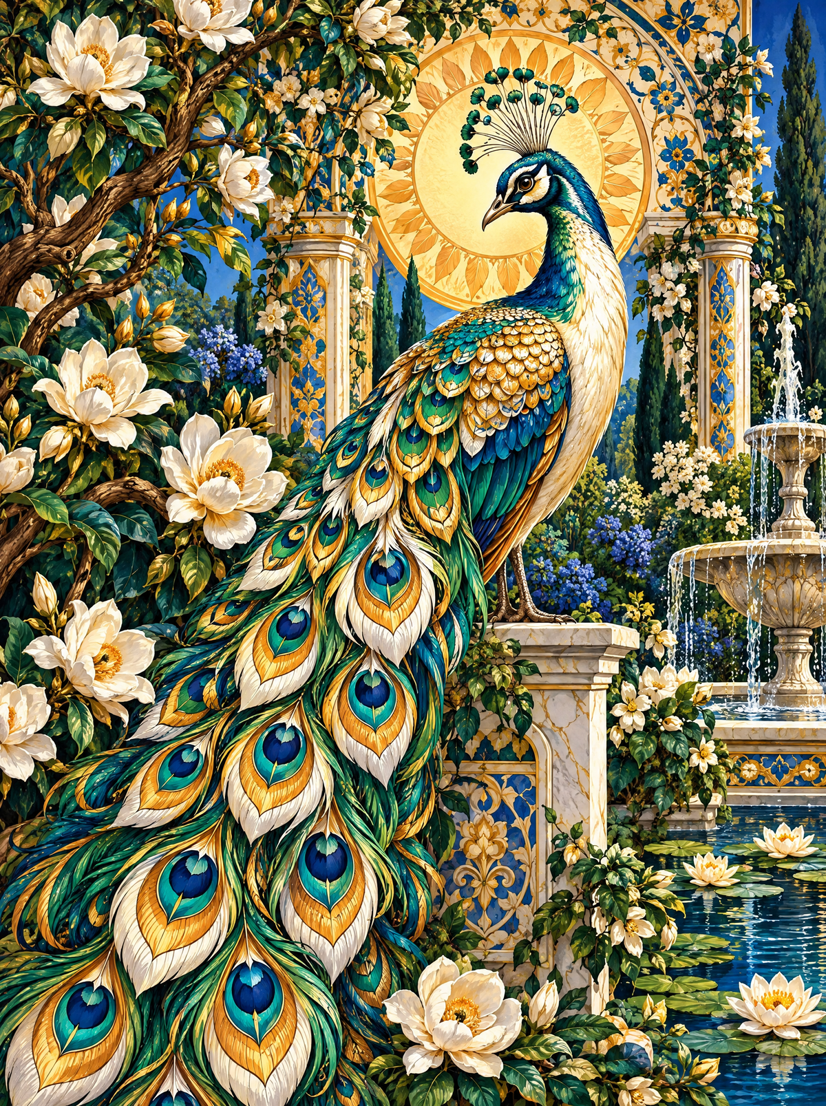 Golden Sun Peacock Garden