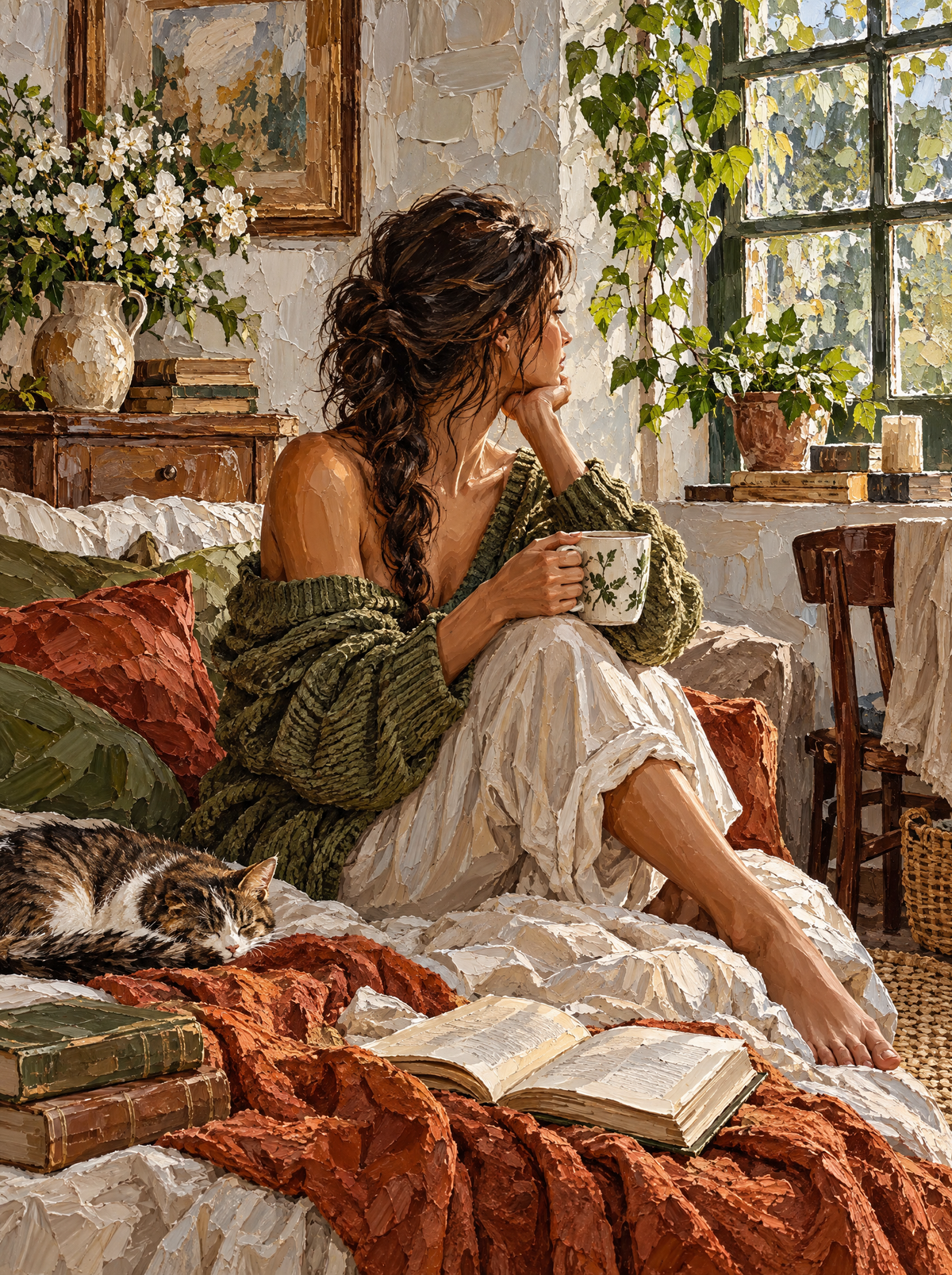 Green Knit Morning Coffee