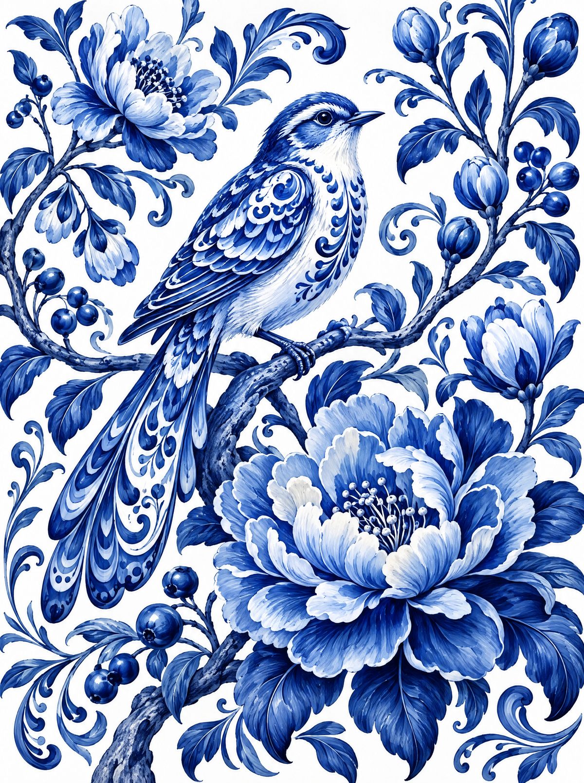 Gzhel Blue Songbird