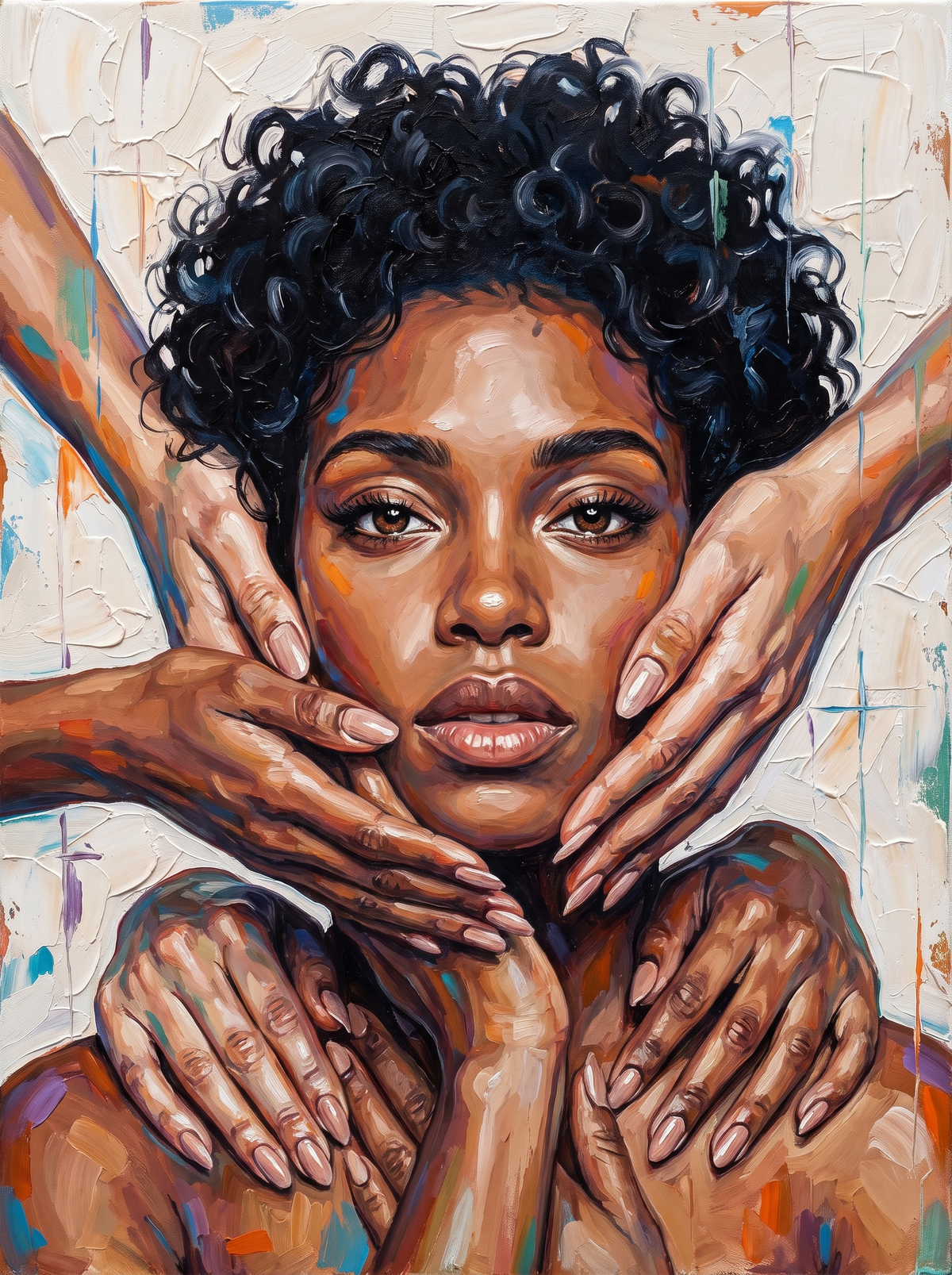 Hands Cradling Her Face