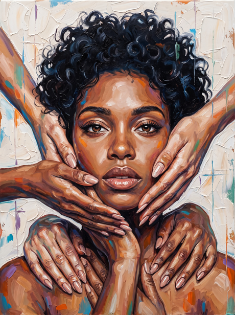 Hands Cradling Her Face