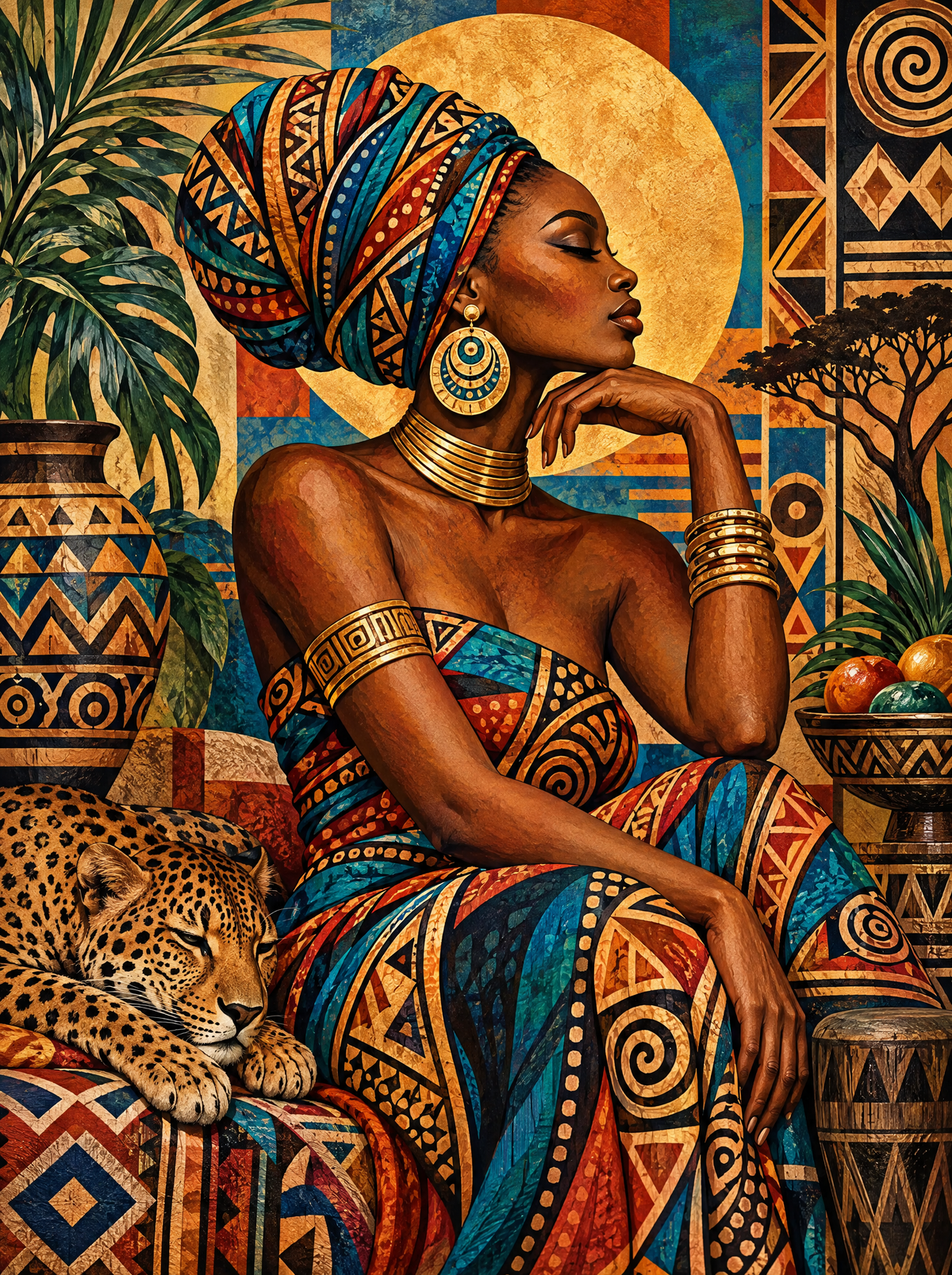 Headwrap Queen With Leopard