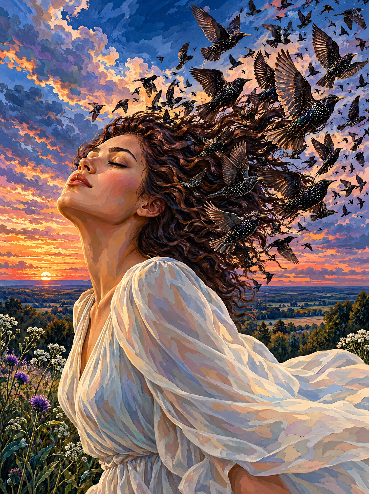 Her Hair Becomes Starlings