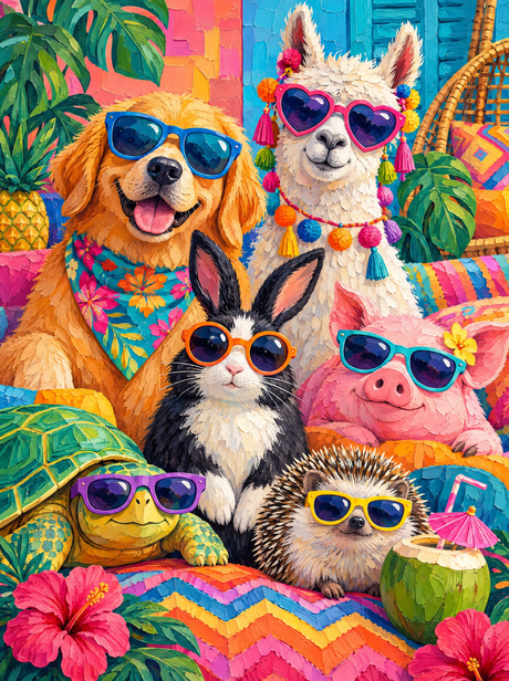 Holiday Crew In Sunglasses (150 Color Diamond Painting)